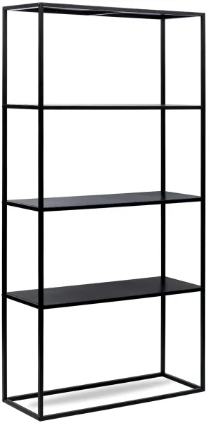 NORDLYS Arne Bücherregal, mit 4 Regalböden - schwarzes Metall (H:154cm x75cm x 27cm)