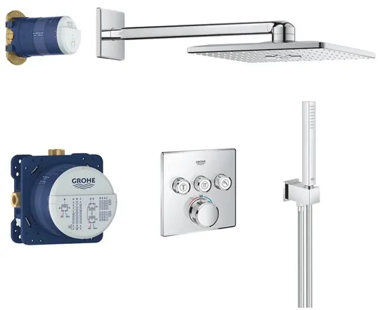 Grohe Grohtherm SmartControl Duschset mit Rainshower SmartActive 310 Cube, Chrom