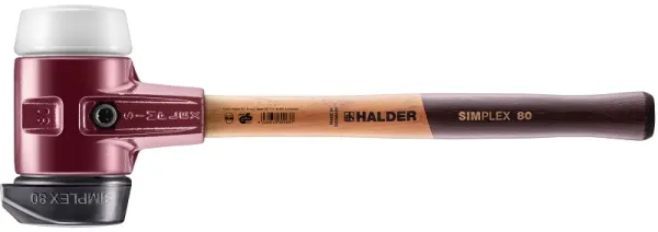 SIMPLEX Schonhammer mit Stahlgussgehäuse und Holzstiel, Ø 80, Gummikomposition mit "Stand-Up"/Superplastik